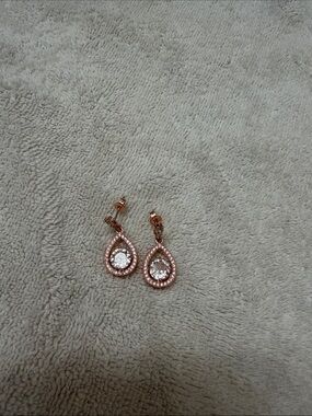 Rose Gold Teardrop Crystal Drop Earrings